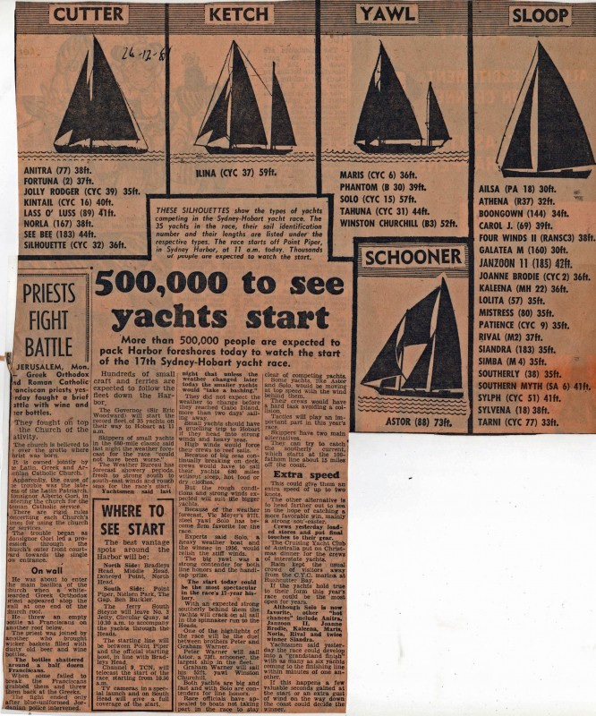500,000 to see yachts start Hobart 1961