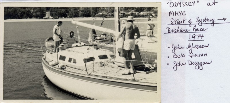 Odyssey at Middle Harbour Yacht Club. Start of the Sydney to Brisbane Yacht Race 1974. John Gleeson, Bob Quinn John Duggan