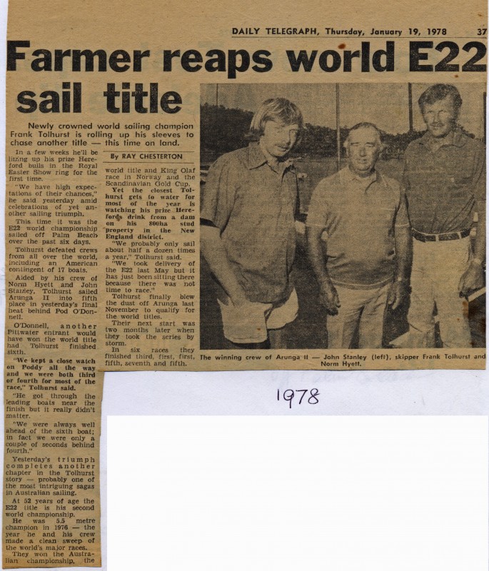 Farmer Reaps world E22 Sail Title