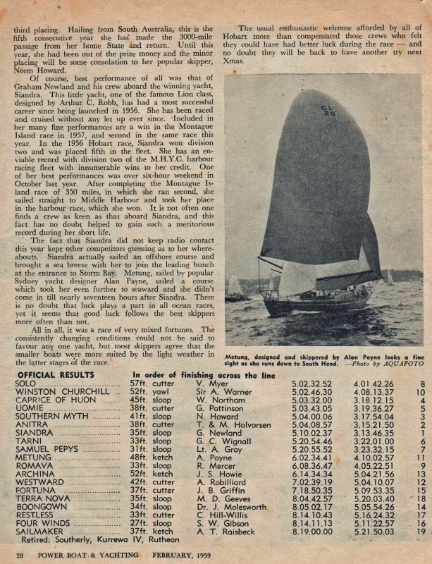 Looking at the Sydney to Hobart Yacht Race 1958, Graham Newland Page 6