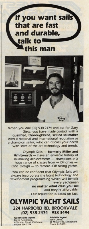 Add for Olympic Yacht Sails - Gary Gietz