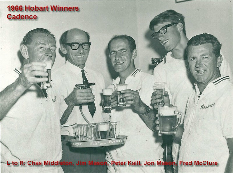 The winning crew of Cadence in 1966 Hobart