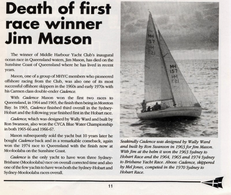 Death of first race winner Jim Mason