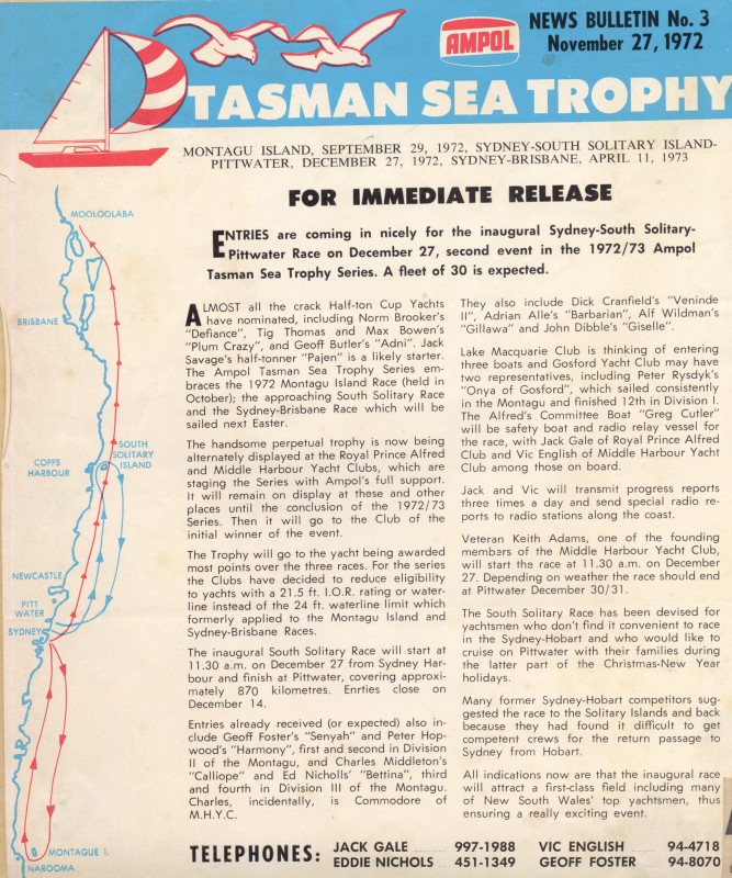 Tasman Sea Trophy 1972/3