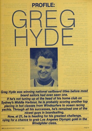 Profile Greg Hyde - Sailboards/September 1983