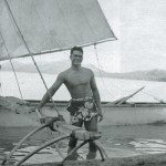 The Australian voyagers were drawn to fellow sailors and exotic craft, this combination recorded in Tahiti