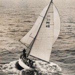 Siandra racing up the Derwent on her way to win in the Sydney to Hobart Yacht Race 1960