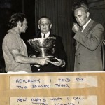 Gilbert Thomas (Tig) Collecting trophy in Hobart