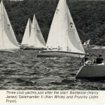 Three club Yachts just after the start. Battlestar (Harry Janes), Salamander II (Ken White) and Pryority (John Pryor).